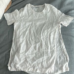 Linens short sleeve split side cotton shirt